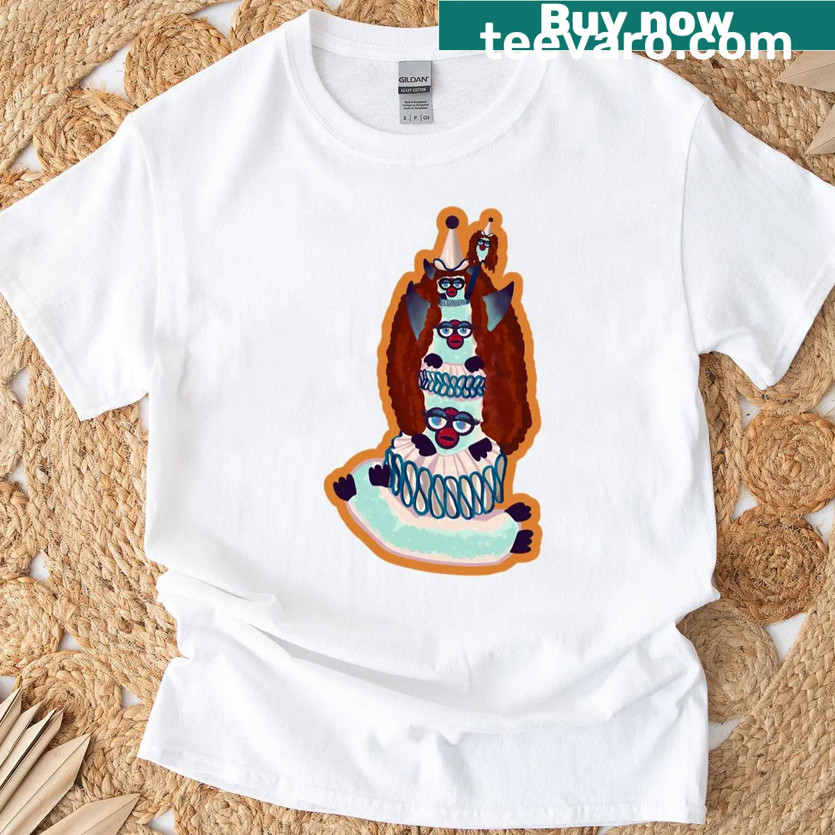 Funny T-shirt with a four-faced character design and the word 'Furb'. — on a men's t-shirt