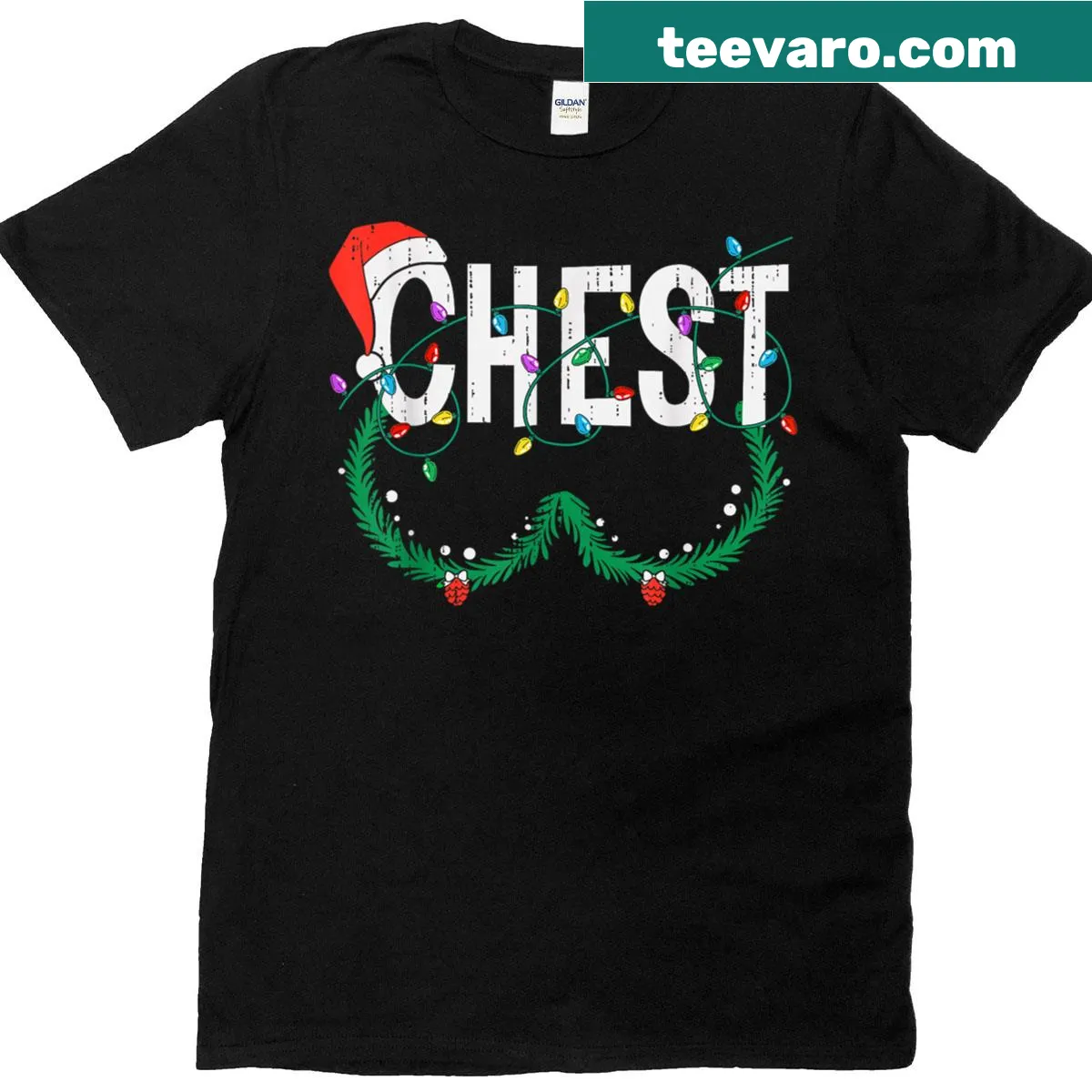 Funny matching couple Christmas T-shirt with chestnuts graphic — on a men's t-shirt