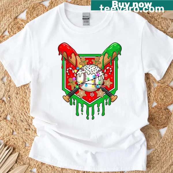 Christmas t-shirt with baseball and ice cream cone design for boys.