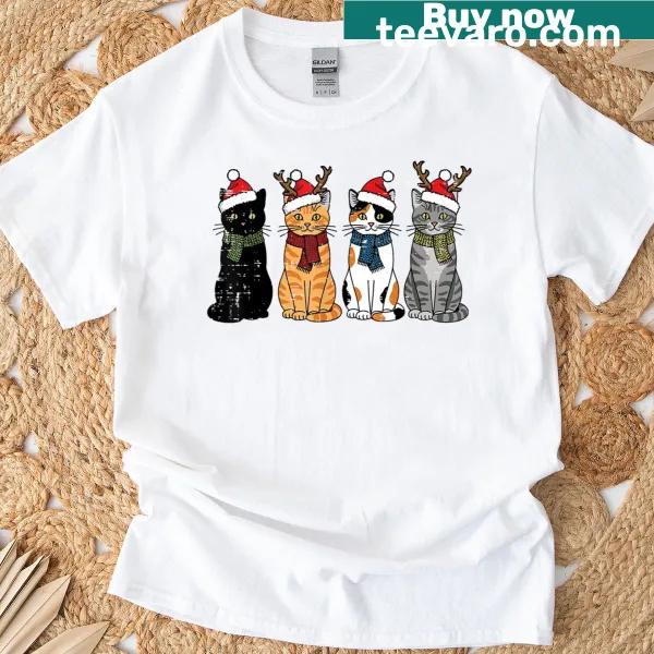Cute Christmas kittens in Santa hats illustration