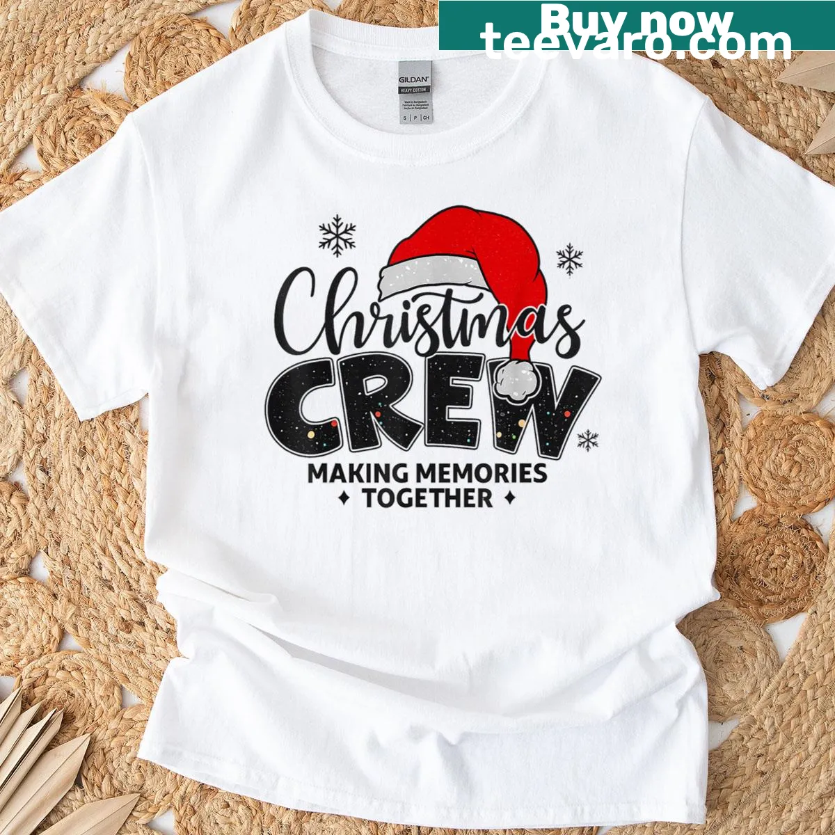 Matching family Christmas T-shirt with Xmas lights design — on a men's t-shirt