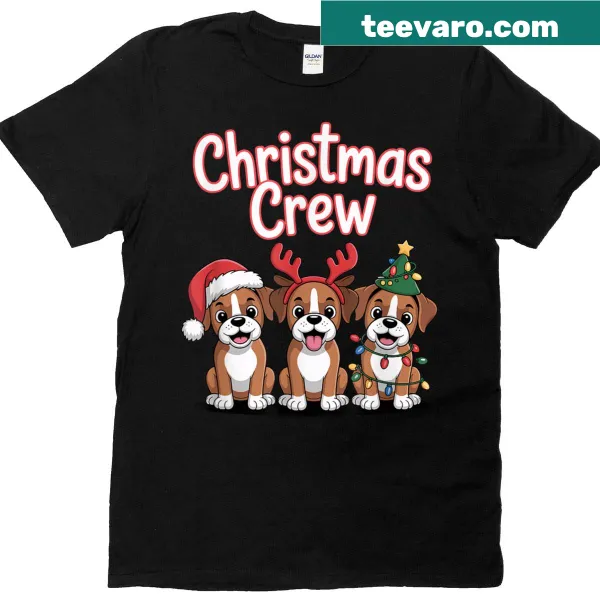 Funny Christmas Boxer T-shirt with a cartoon puppy design