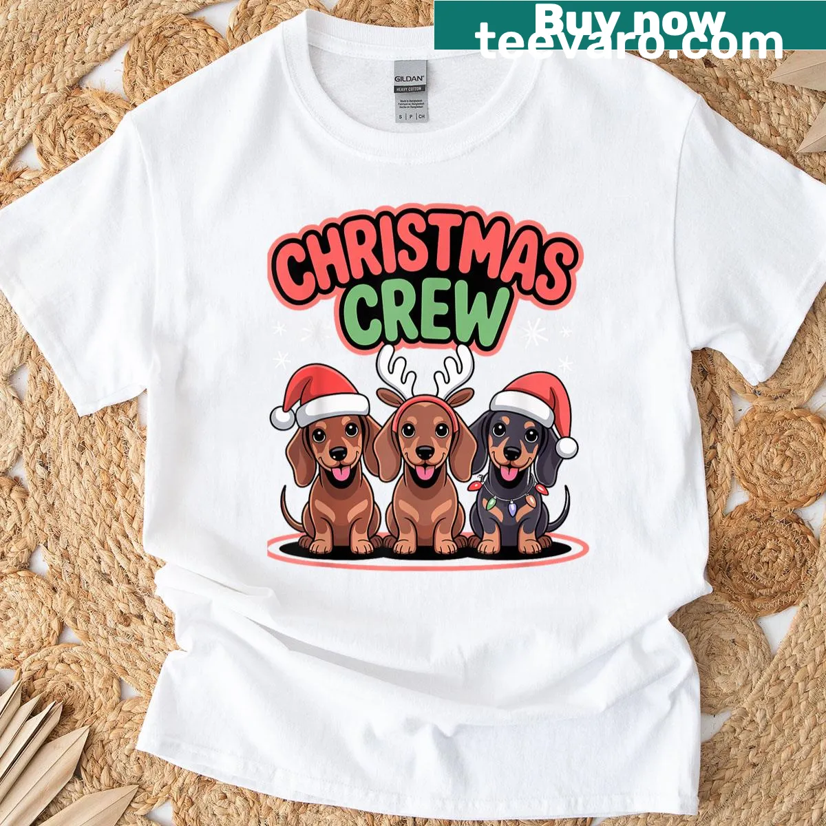 Funny dachshund design for Christmas t-shirt — on a men's t-shirt