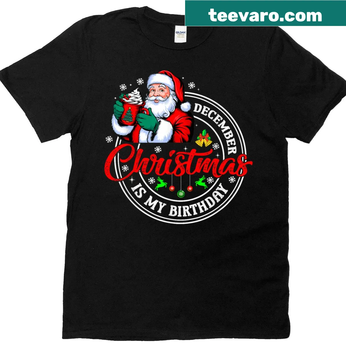 Funny December Birthday t-shirt with playful text design — on a men's t-shirt
