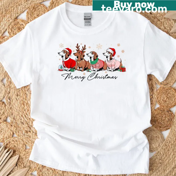 Cute dachshund T-shirt with funny Christmas design