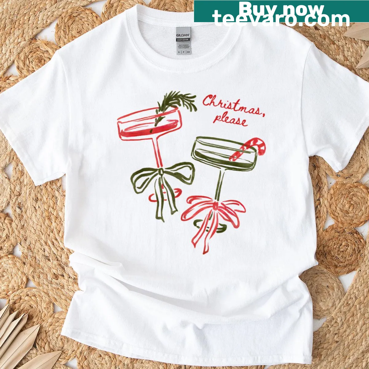 Retro cocktail design with festive holiday phrases — on a men's t-shirt