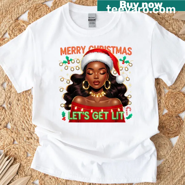 Sleigh Queen illustration on Christmas T-shirt celebrating diversity