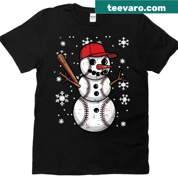 Snowman baseball player design for kids t-shirt