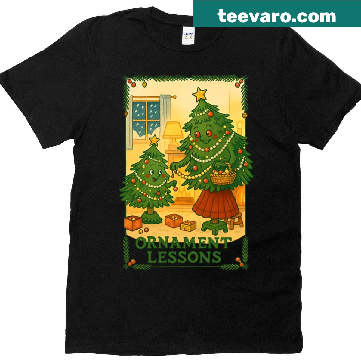 Christmas tree design t-shirt for parents and children — on a men's t-shirt