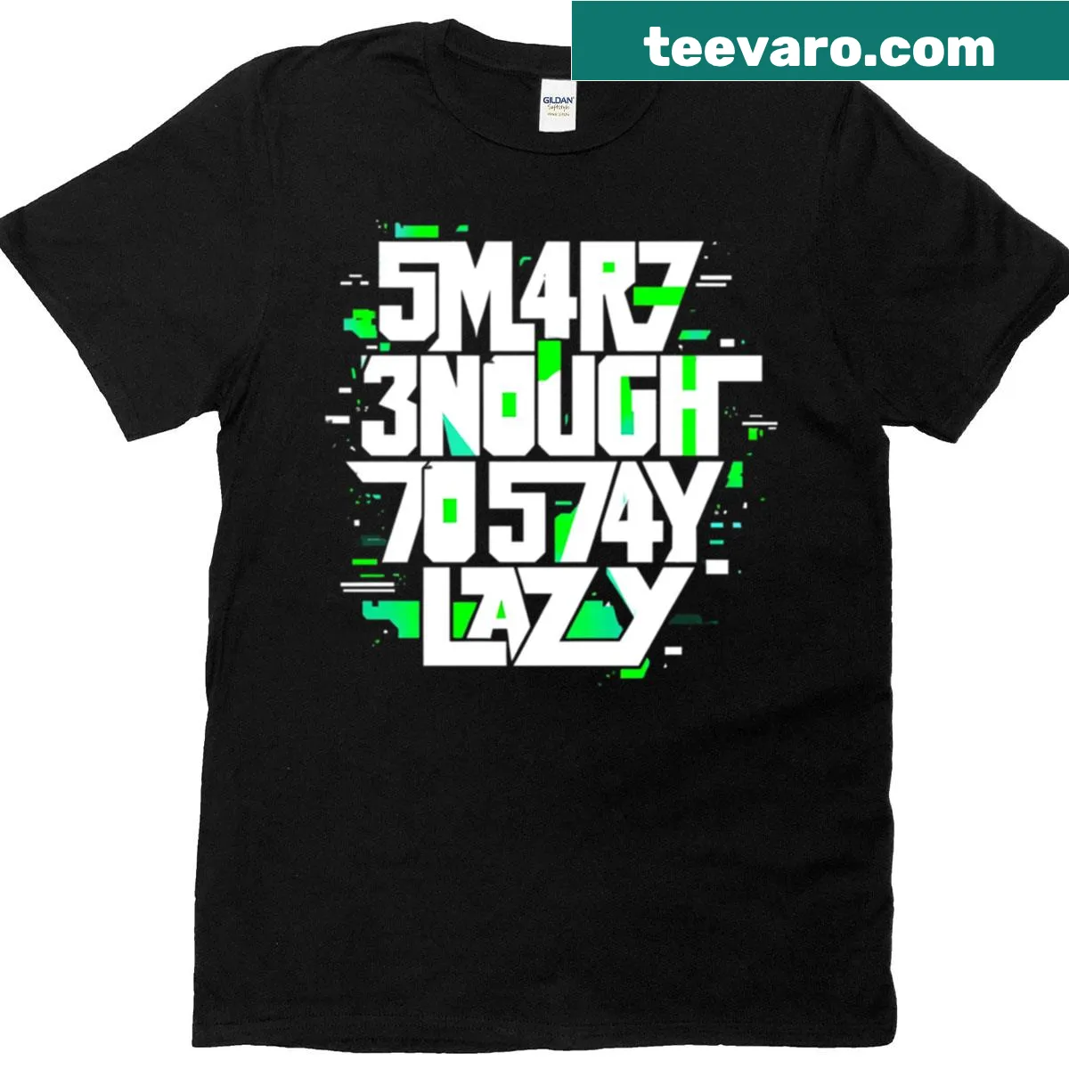 Funny typography t-shirt with lazy and geeky attitude message — on a men's t-shirt