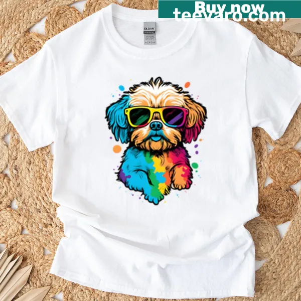 Playful puppy graphic on a T-shirt for dog lovers