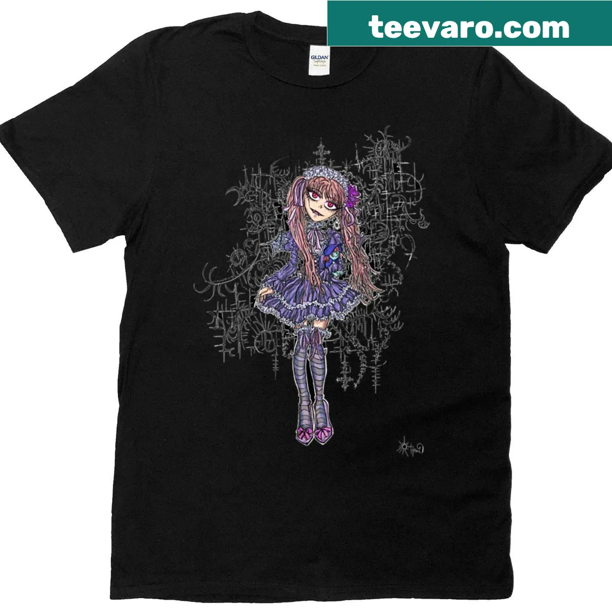 Cute cartoon vampire graphic on a creepy t-shirt — on a men's t-shirt
