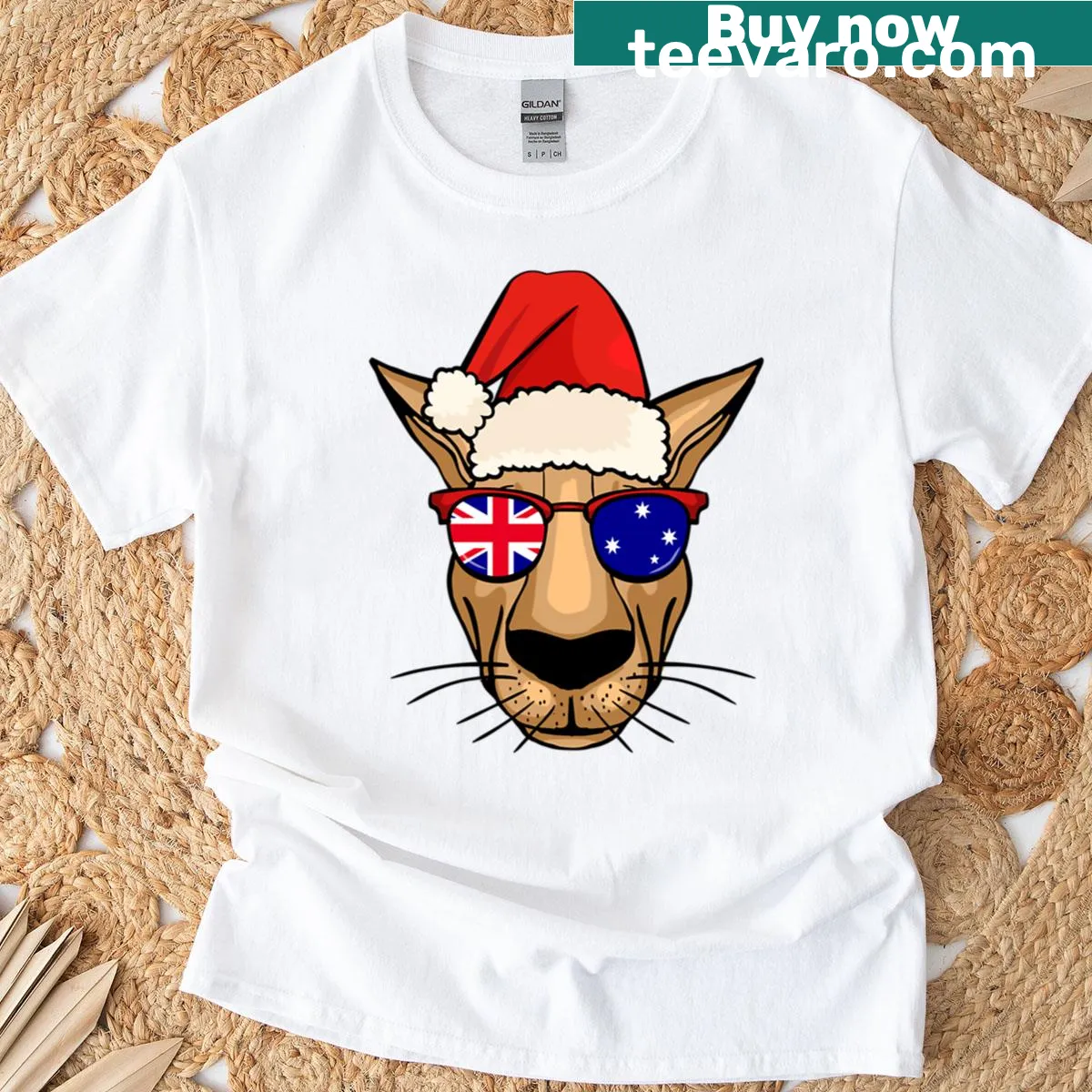 Cute kangaroo Christmas illustration t-shirt for kids — on a men's t-shirt