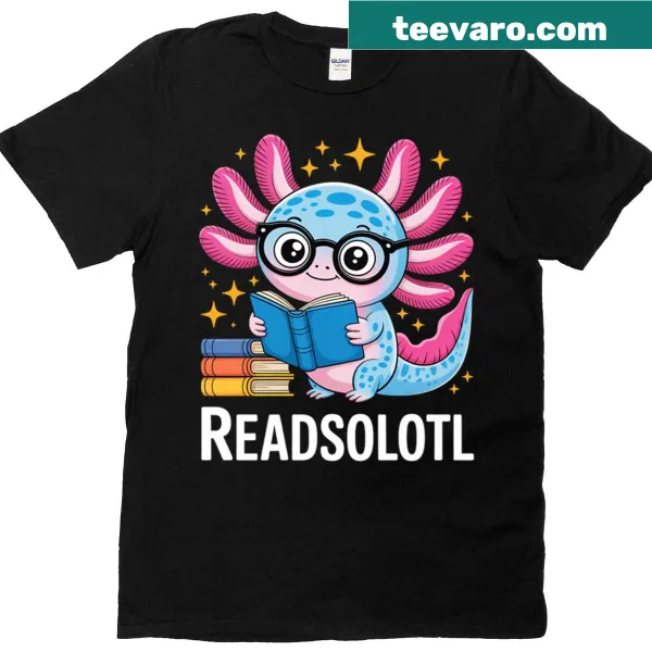 Adorable axolotl reading design for kids t-shirt