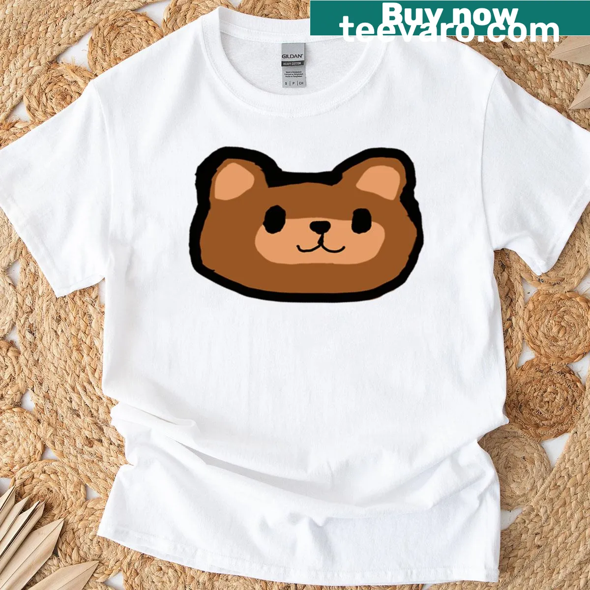 Cute brown bear doodle illustration t-shirt for kids — on a men's t-shirt