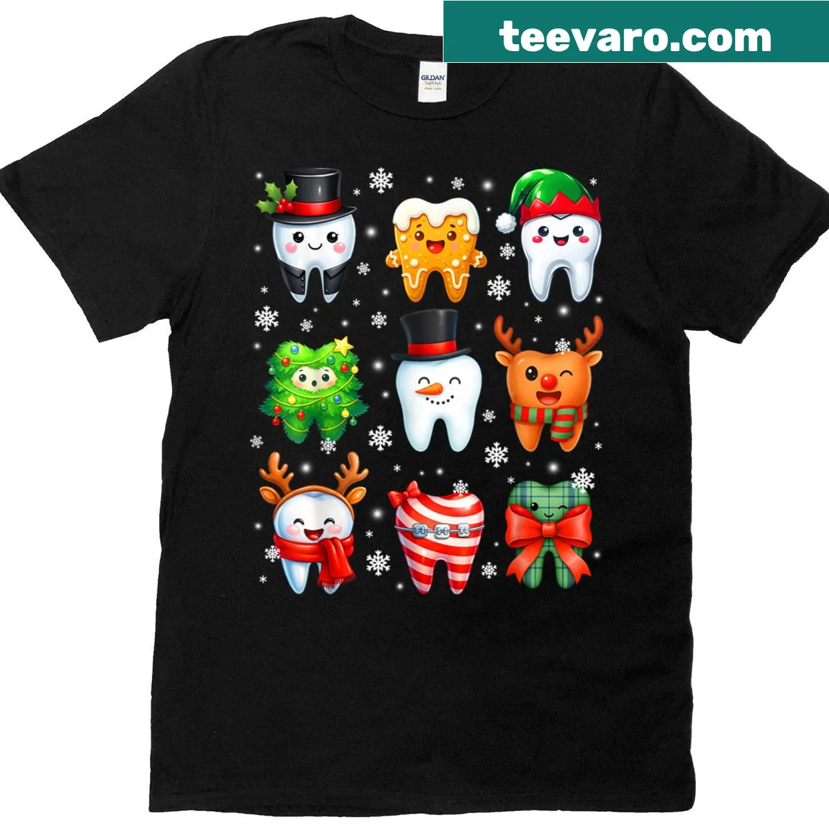 Cute snowman with a tooth illustration on Christmas t-shirt — on a men's t-shirt