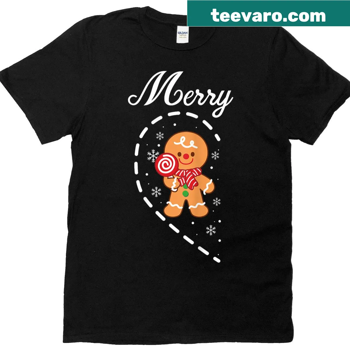 Cute gingerbread heart graphic for couples during Christmas — on a men's t-shirt