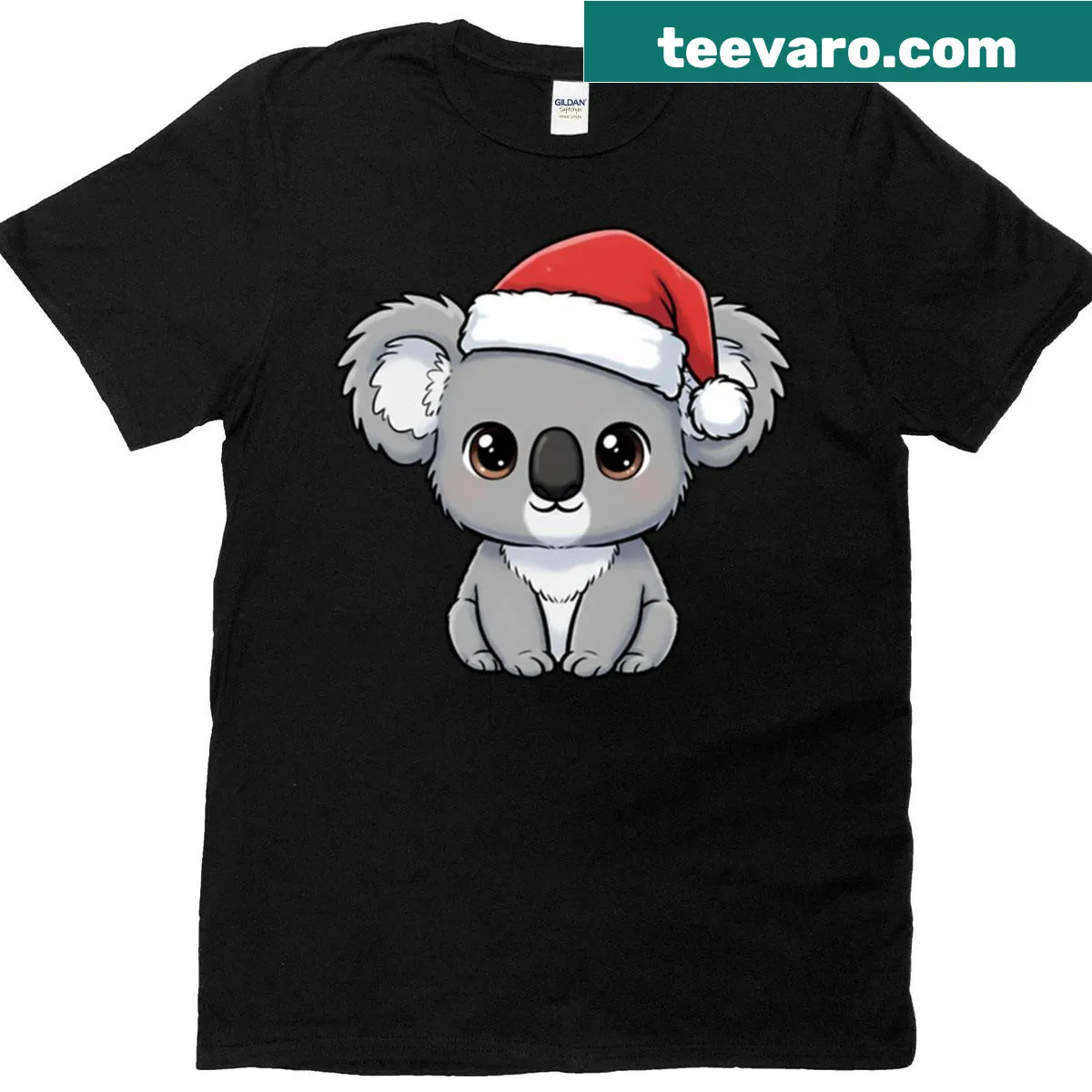 Adorable koala in a Santa hat on Christmas t-shirt — on a men's t-shirt