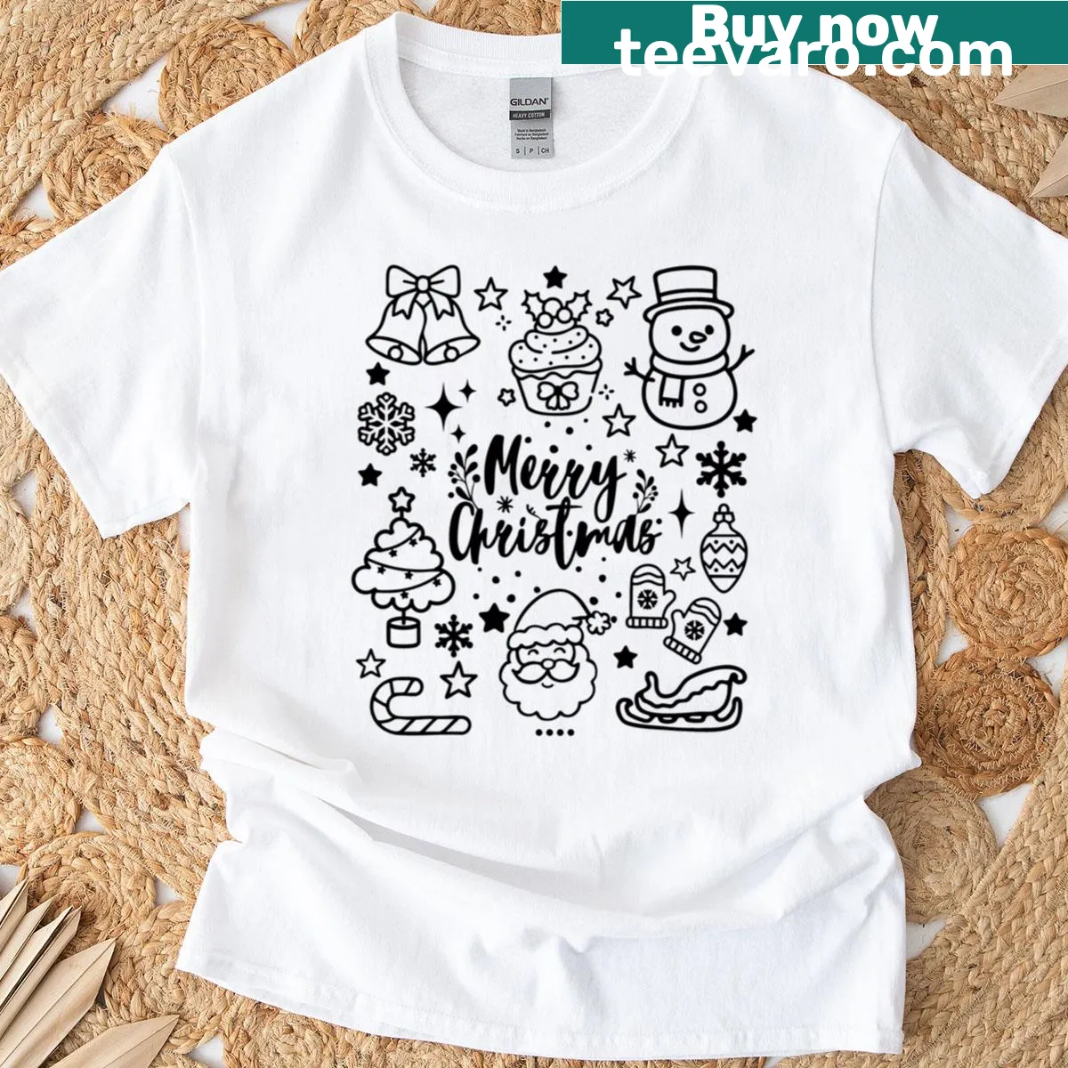 Doodle art of Christmas symbols on T-shirt for kids — on a men's t-shirt