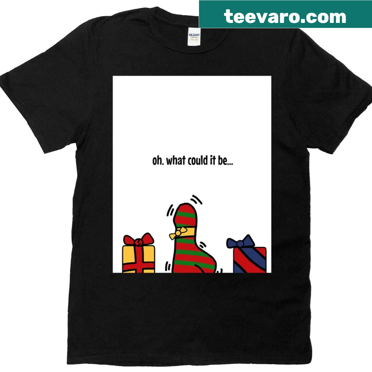 Funny graphic t-shirt featuring an inappropriate Christmas card design — on a men's t-shirt
