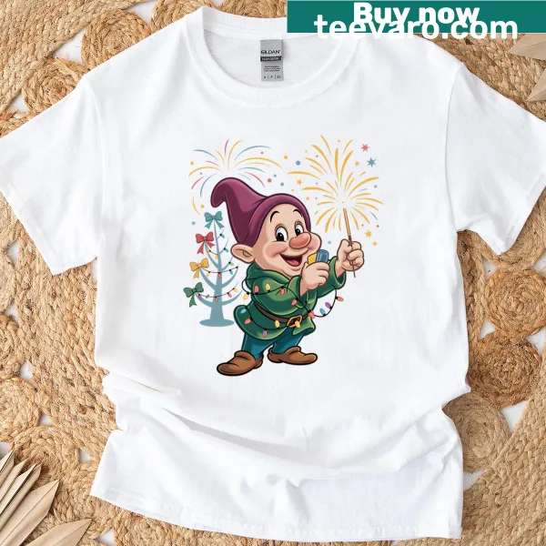 Dopey from Snow White Christmas design on a t-shirt