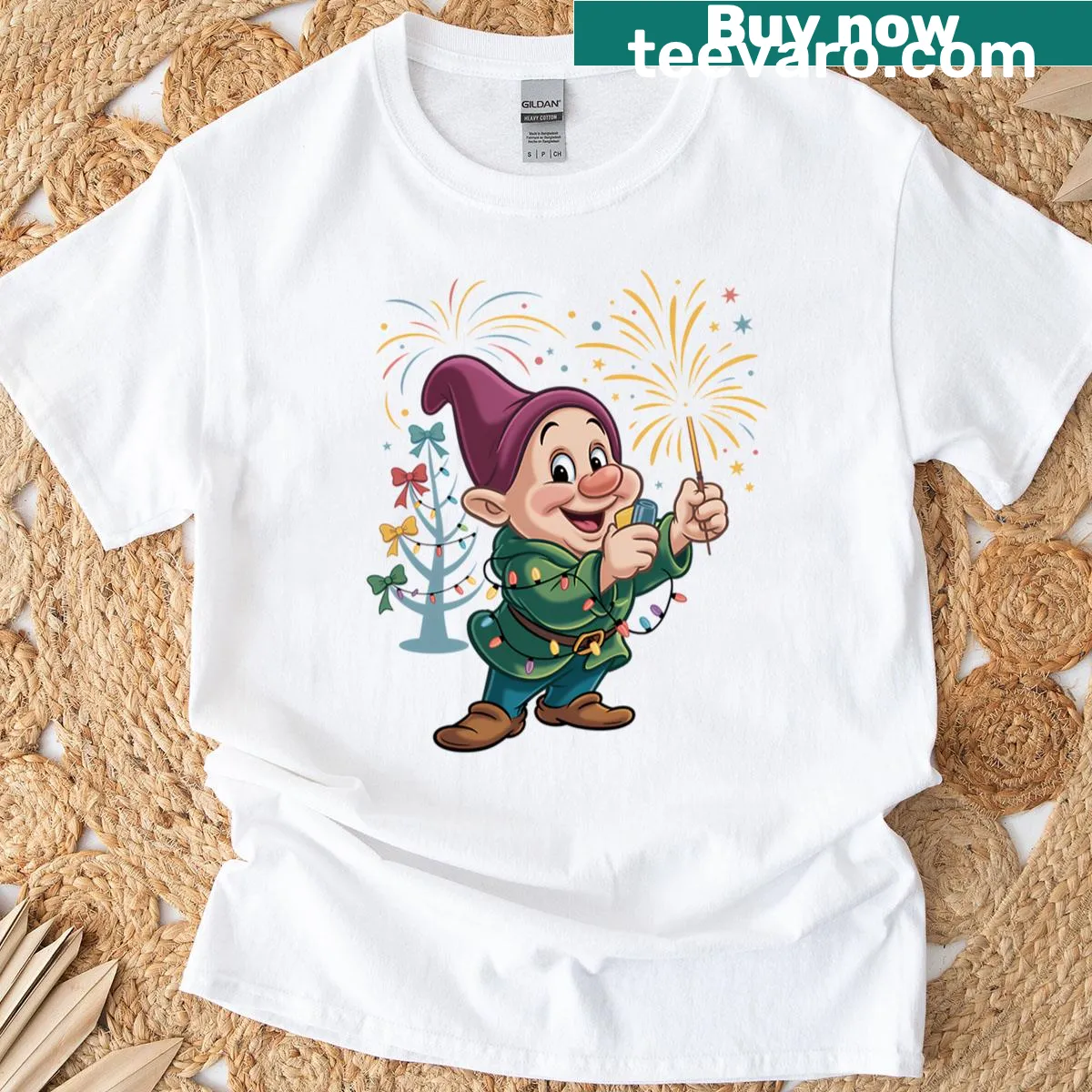Dopey from Snow White Christmas design on a t-shirt — on a men's t-shirt