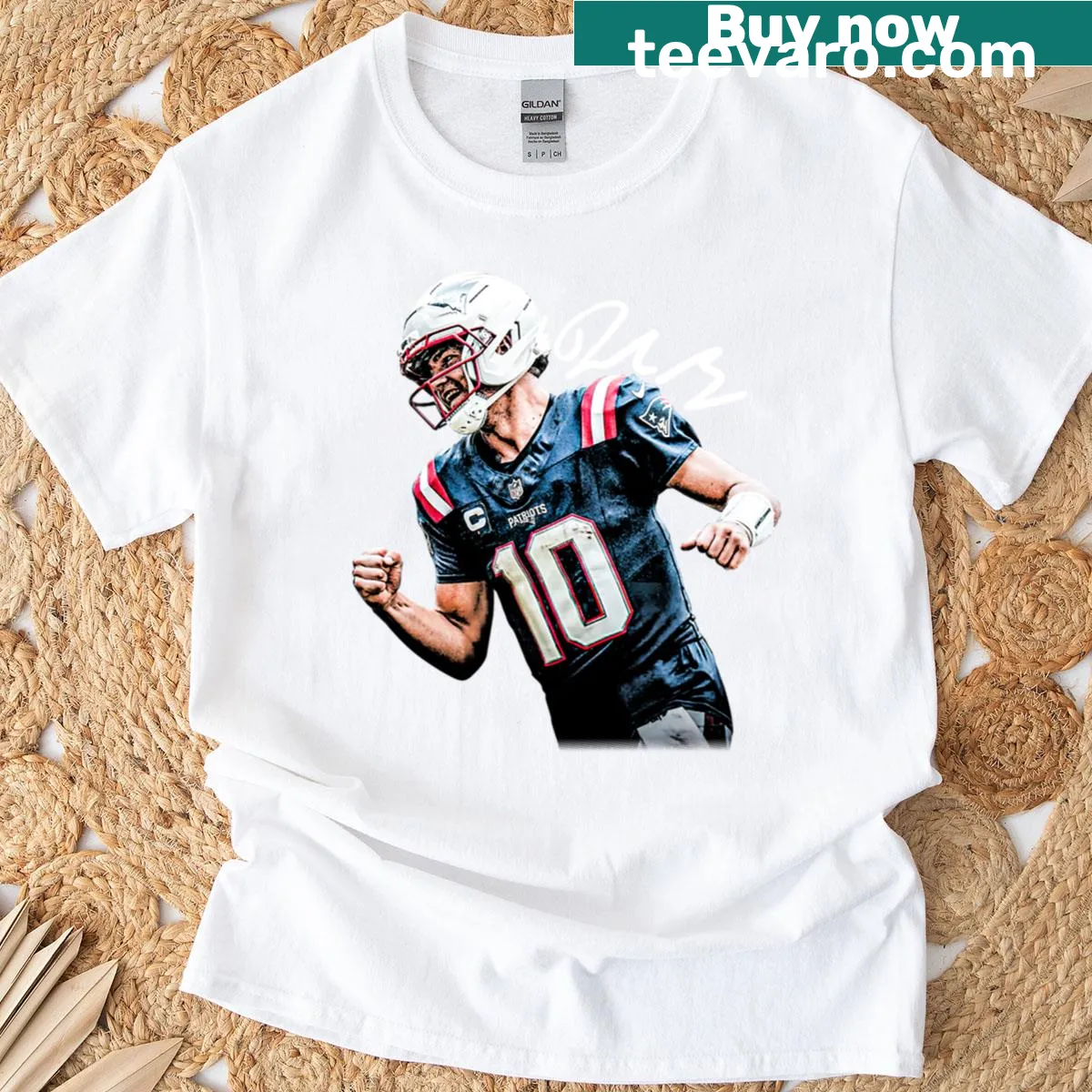 Drake Maye sports t-shirt design — on a men's t-shirt