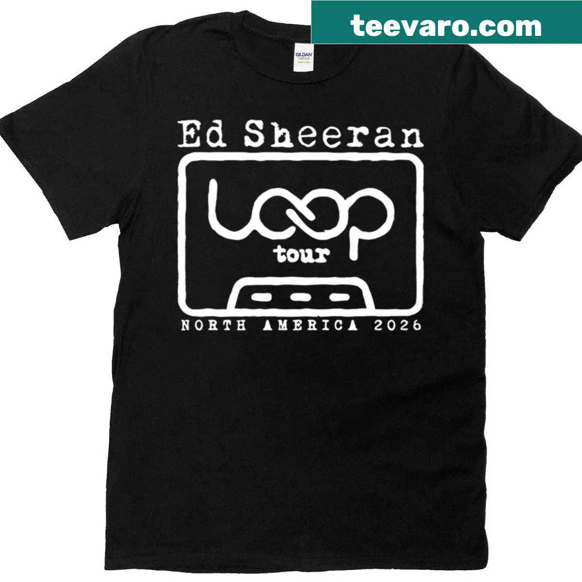 Ed Sheeran concert T-shirt featuring Loop Tour design — on a men's t-shirt