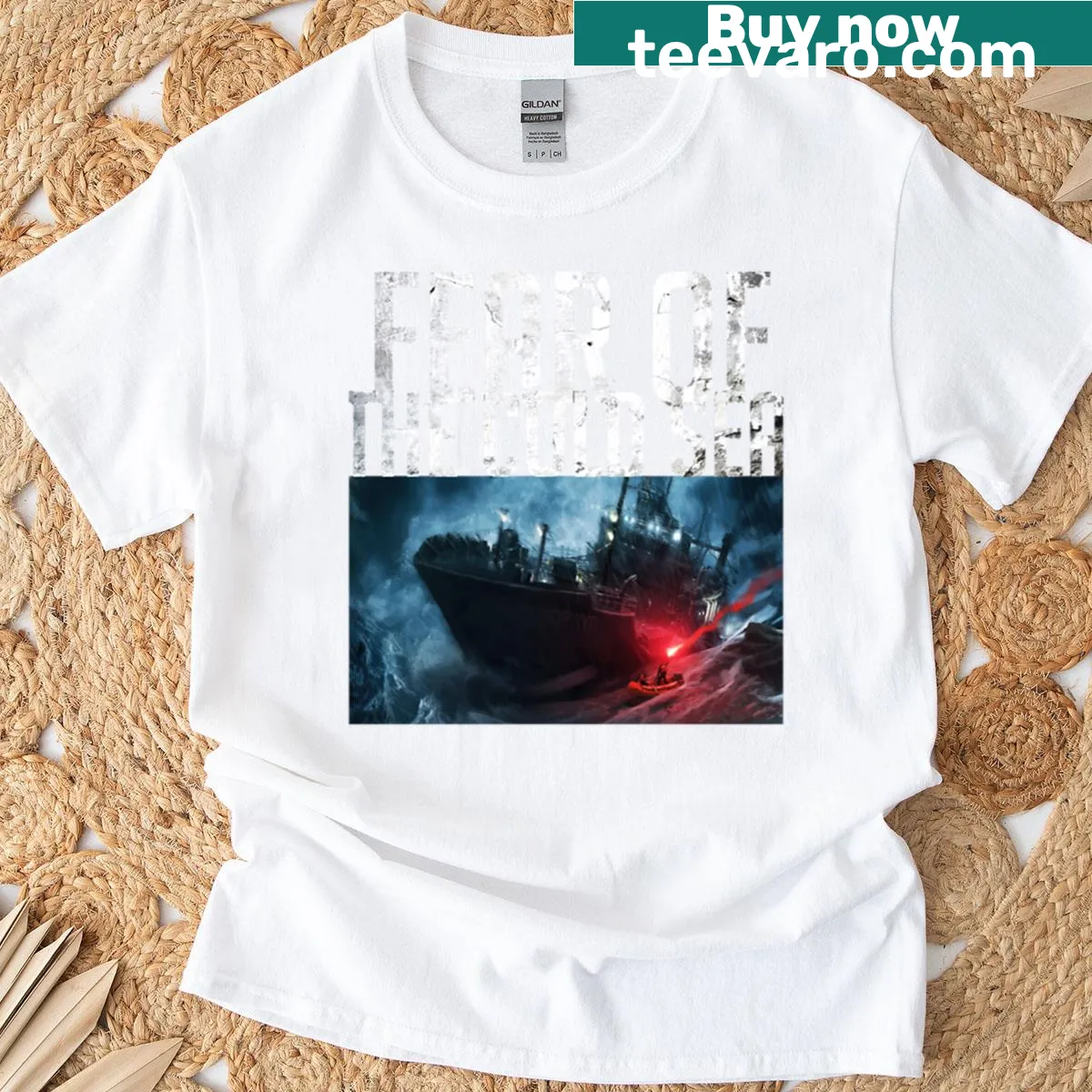 T-shirt featuring design related to the theme 'Fear Of The Cold Sea' — on a men's t-shirt