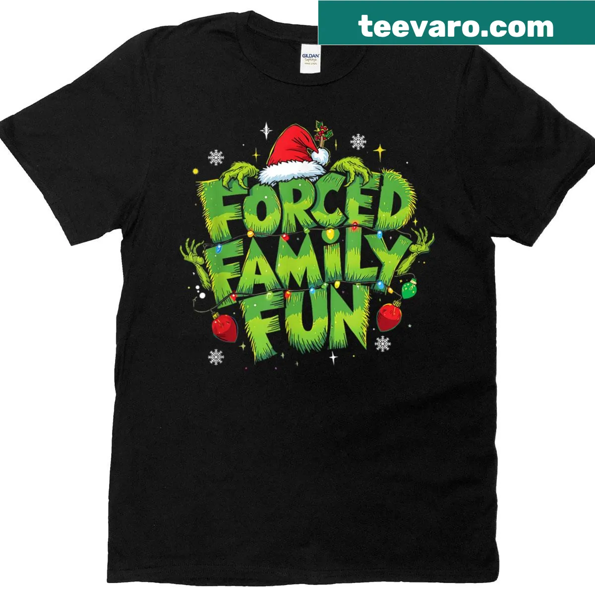 Humorous holiday t-shirt illustrating the chaos of family gatherings — on a men's t-shirt