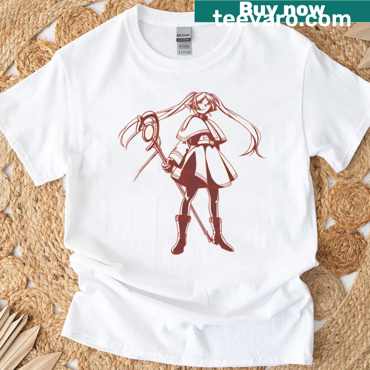T-shirt featuring art from 'Frieren - Sousou No Frieren' anime — on a men's t-shirt