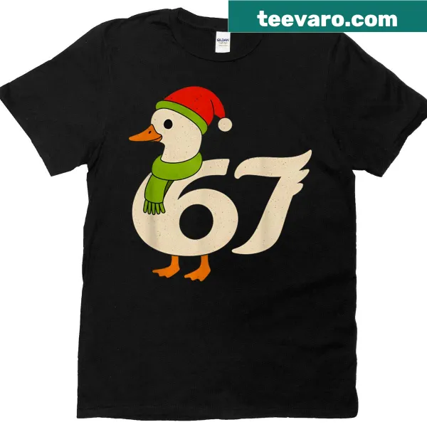 Funny Christmas shirt featuring a goose in a Santa hat and meme text for women