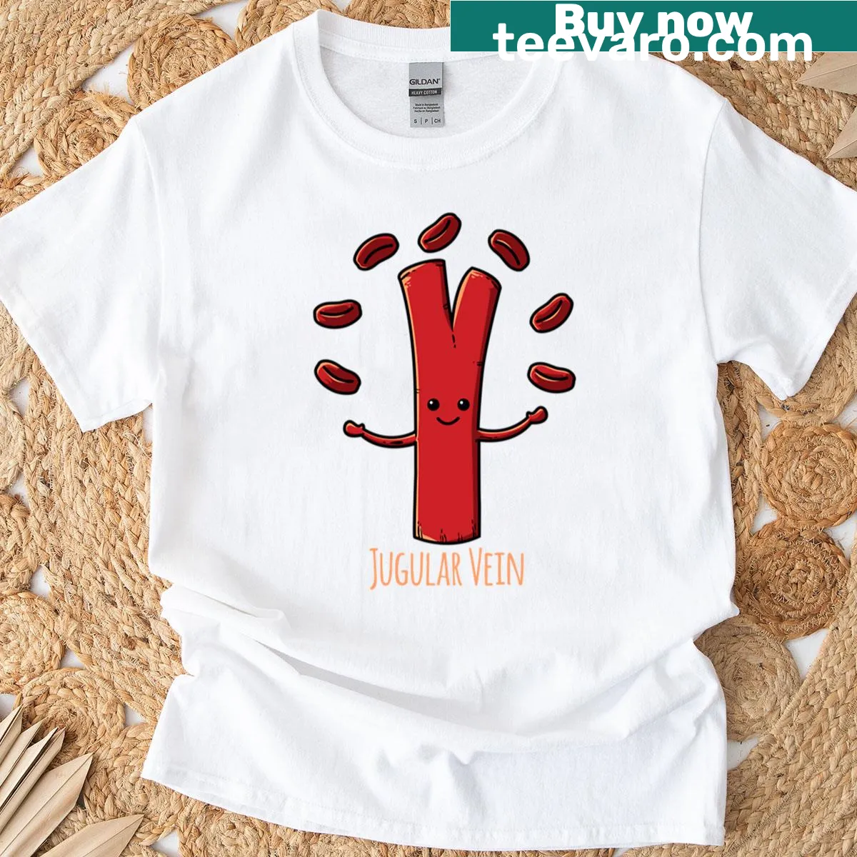 T-shirt featuring humorous jugular vein design for medical professionals — on a men's t-shirt