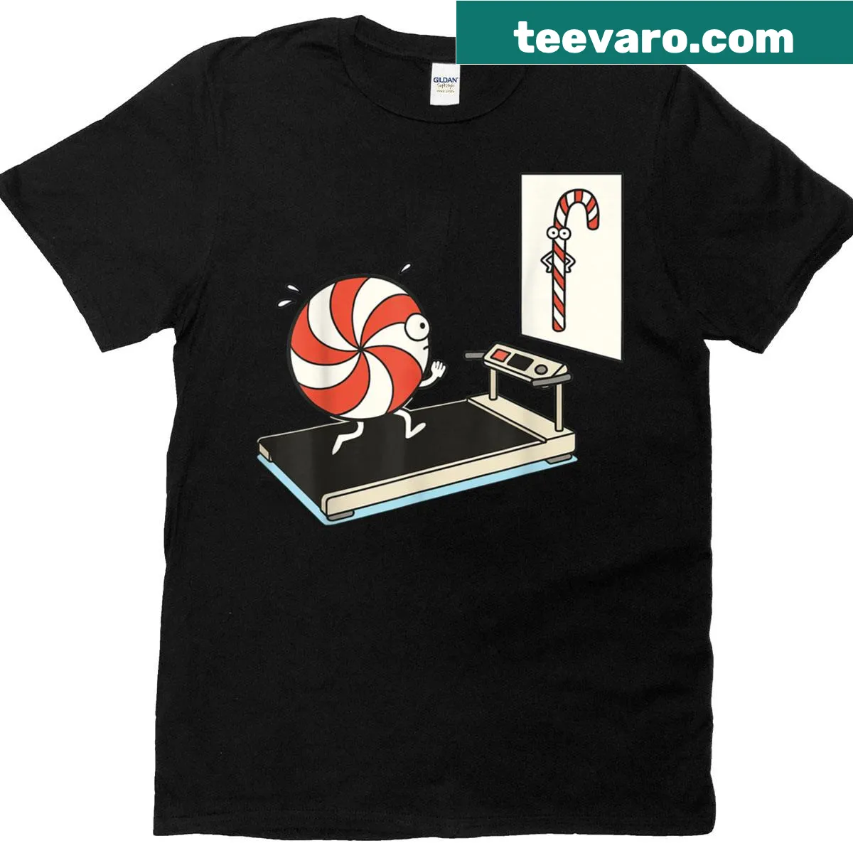 Kids Christmas t-shirt with funny peppermint candy humor — on a men's t-shirt