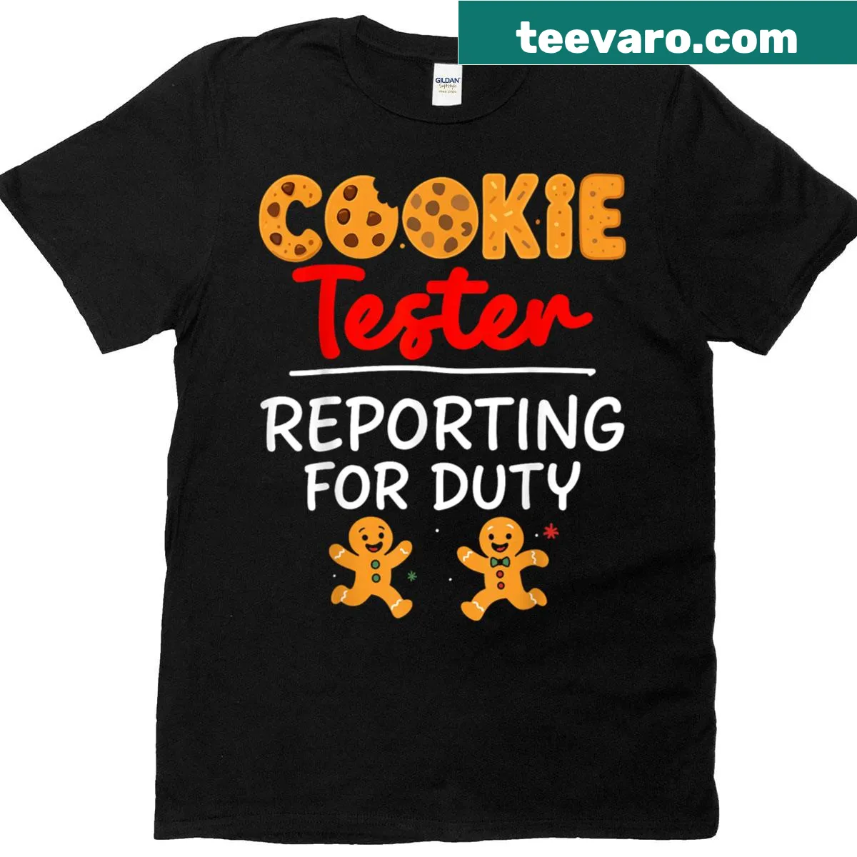 Funny holiday baking shirt that says Christmas Cookie Tester — on a men's t-shirt
