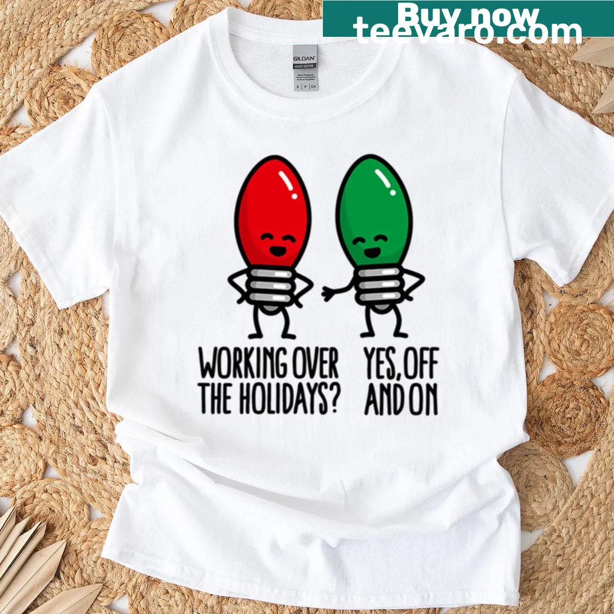 Funny Christmas lights pun graphic on a casual t-shirt — on a men's t-shirt