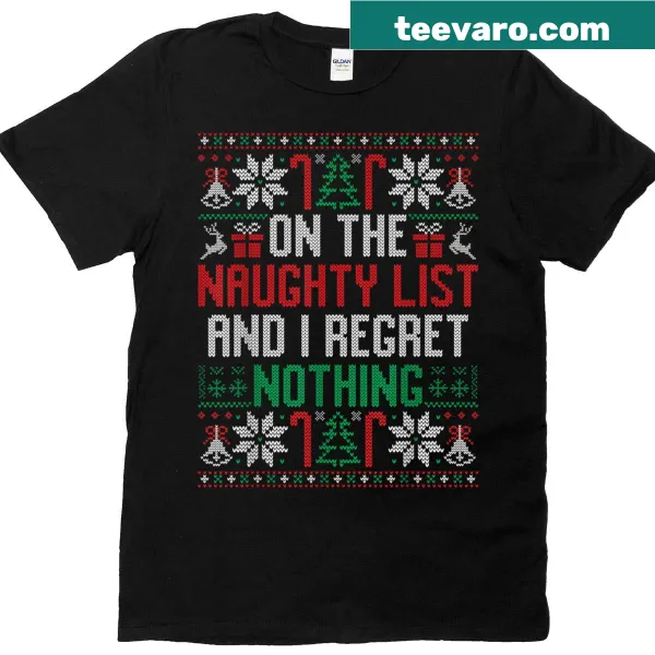 Naughty list themed vintage-style Christmas t-shirt