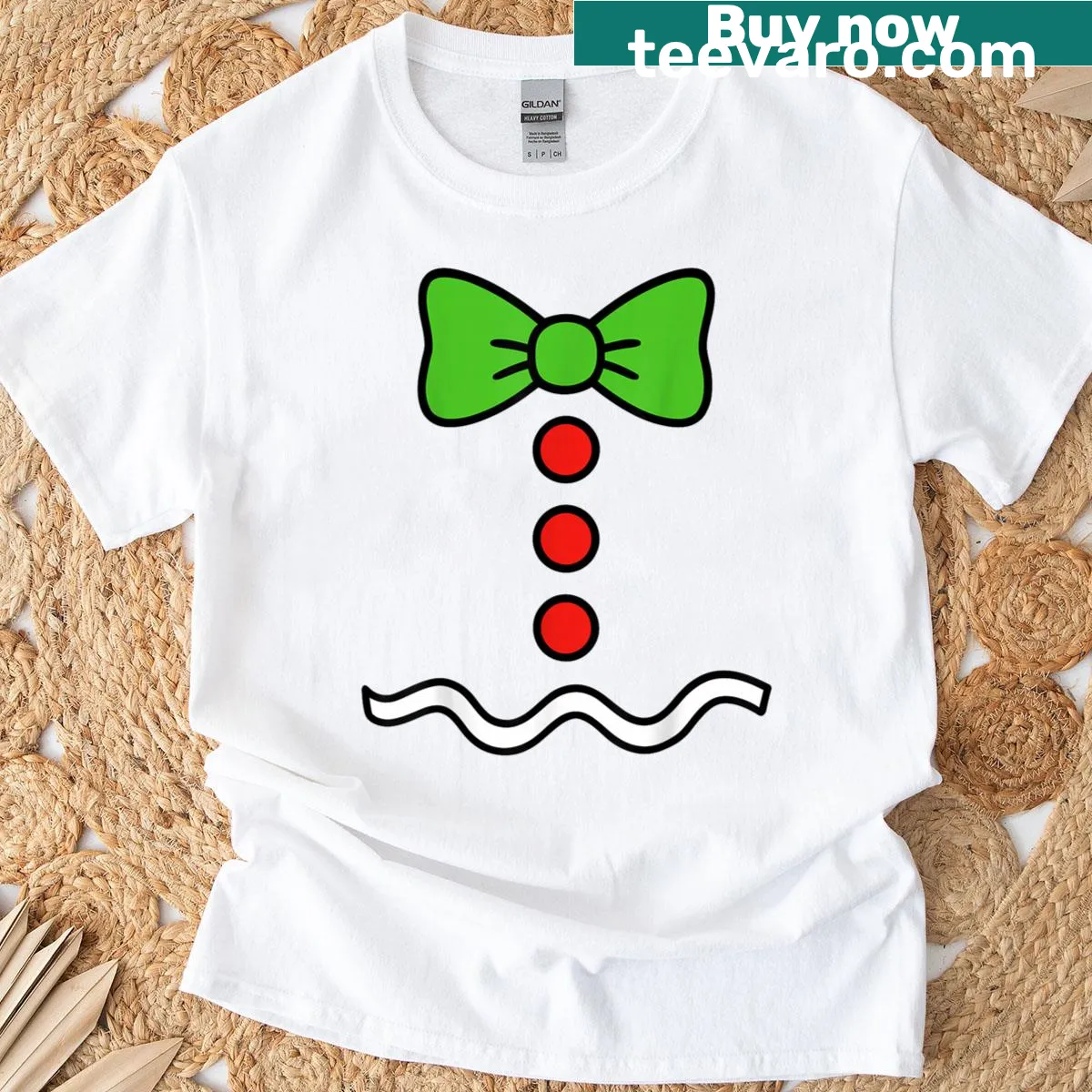 Funny gingerbread cookie t-shirt for kids and men with a festive costume illustration. — on a men's t-shirt