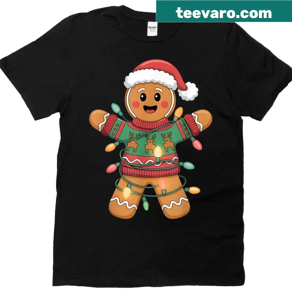 Funny Christmas shirt featuring a gingerbread man design