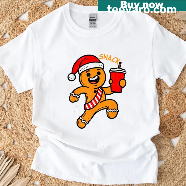 Funny Christmas T-shirt featuring a gingerbread character illustration
