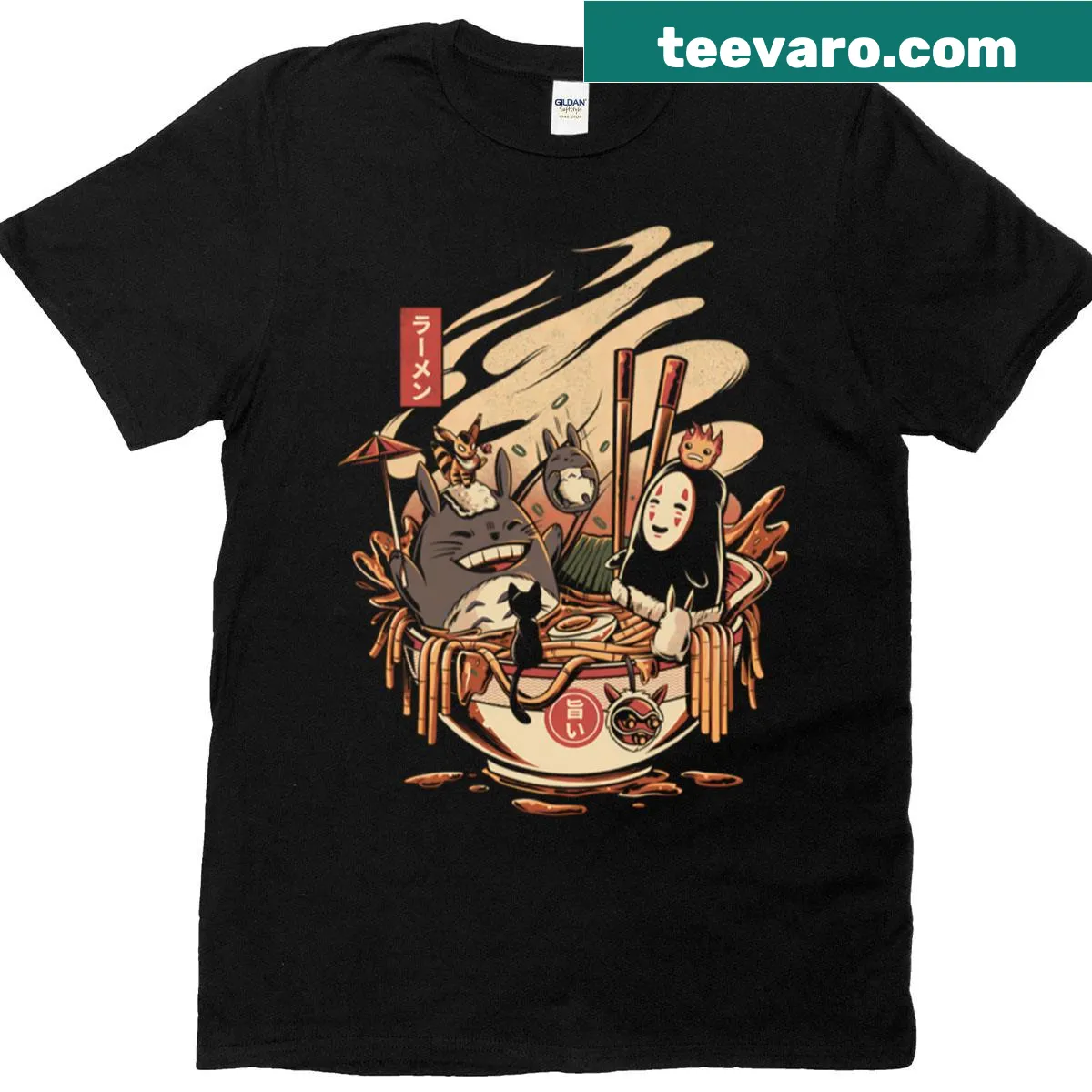 Humorous T-shirt celebrating ramen with fun text — on a men's t-shirt