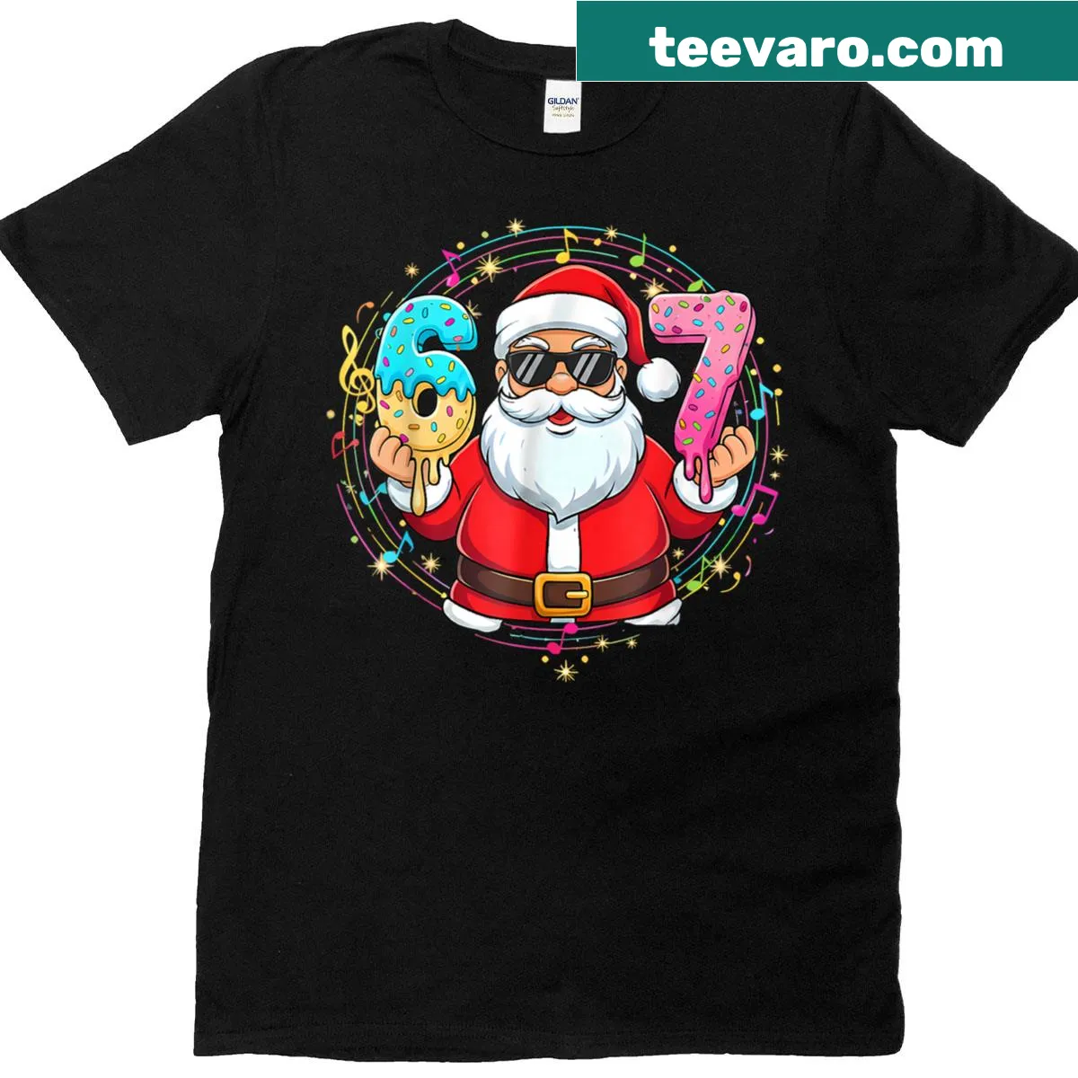 Santa ice cream design T-shirt with a Christmas theme for kids and teens — on a men's t-shirt