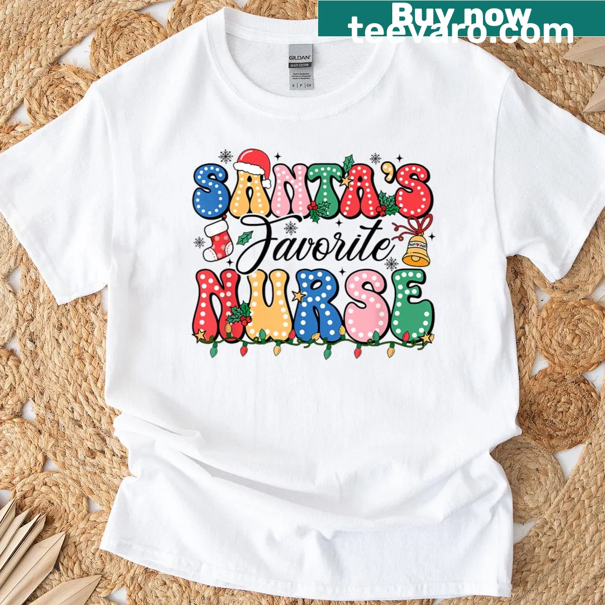 Funny nursing t-shirt with Santa's Favorite design for Christmas — on a men's t-shirt