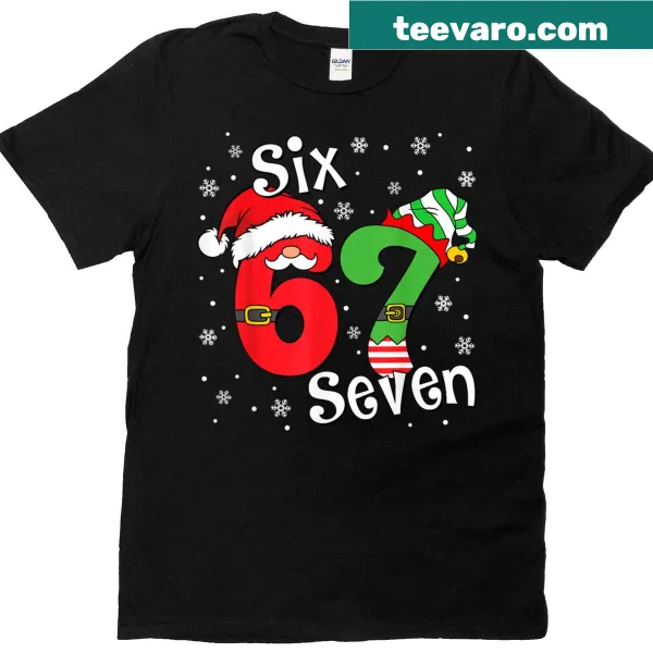 Funny elf and Santa graphic on kids Christmas T-shirt