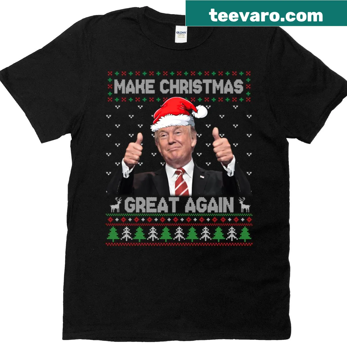 Funny Christmas t-shirt with a humorous slogan and festive graphics — on a men's t-shirt