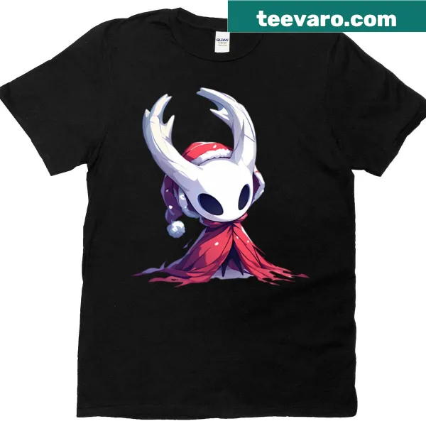 Chibi hornet peeking design from Hollow Knight on a winter t-shirt