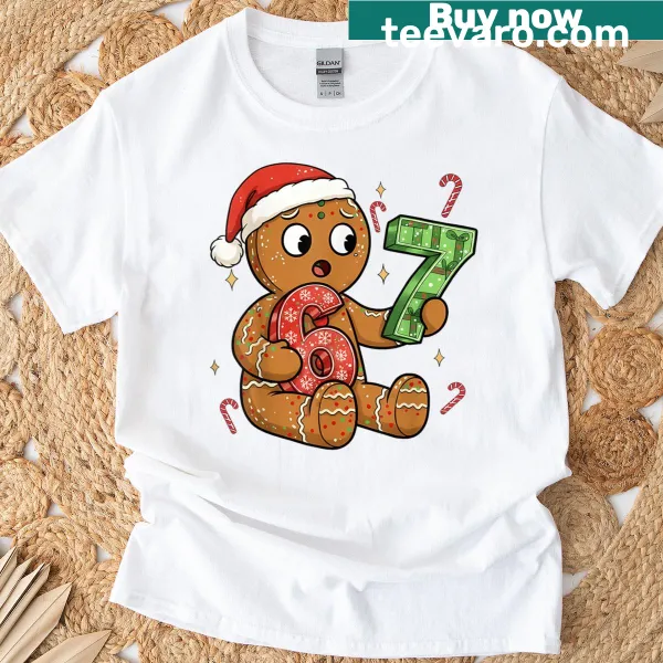 Funny gingerbread meme graphic on a kids Christmas t-shirt