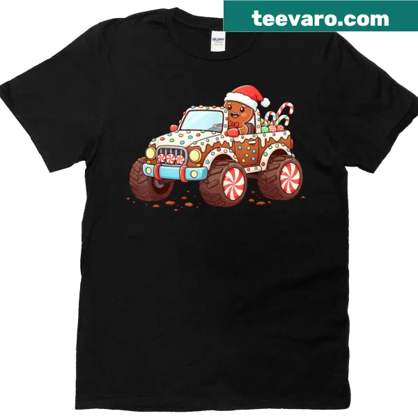 Cartoon gingerbread truck design with candy for Christmas baking