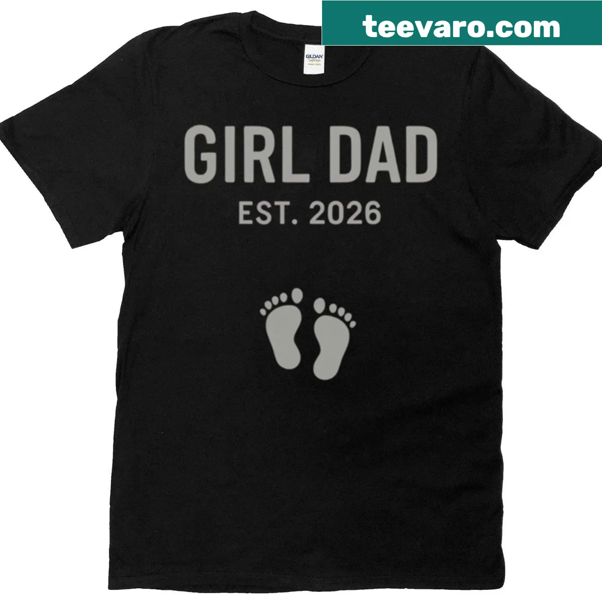 T-shirt with 'Girl Dad Est 2026' text celebrating new dads — on a men's t-shirt