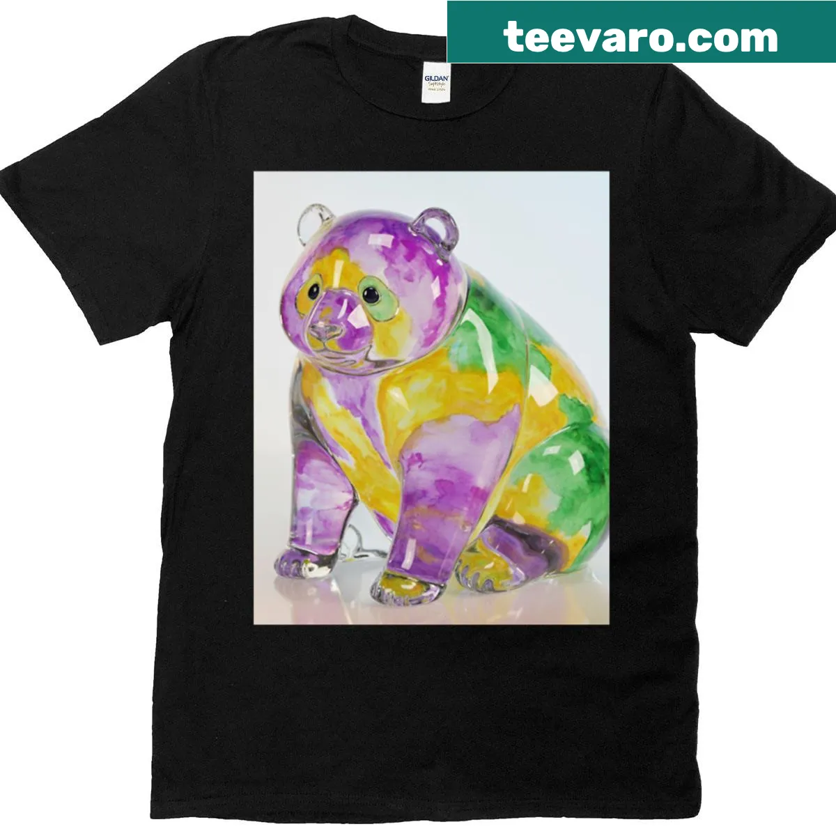 T-shirt featuring an illustrated glass teddy bear design — on a men's t-shirt